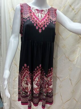 Apt. 9 Black Dress with Pink and Cream Paisley Border